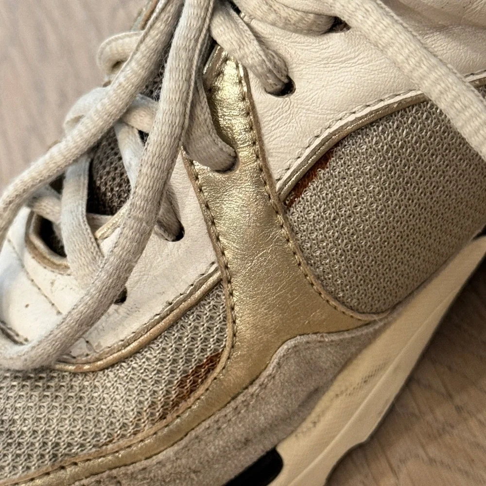 CHANEL Gray and White CC Logo Chunky Athletic Sneakers